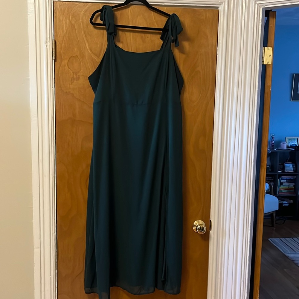 Cider 4X Green Tie Shoulder Dress with leg slit - Picture 3 of 8